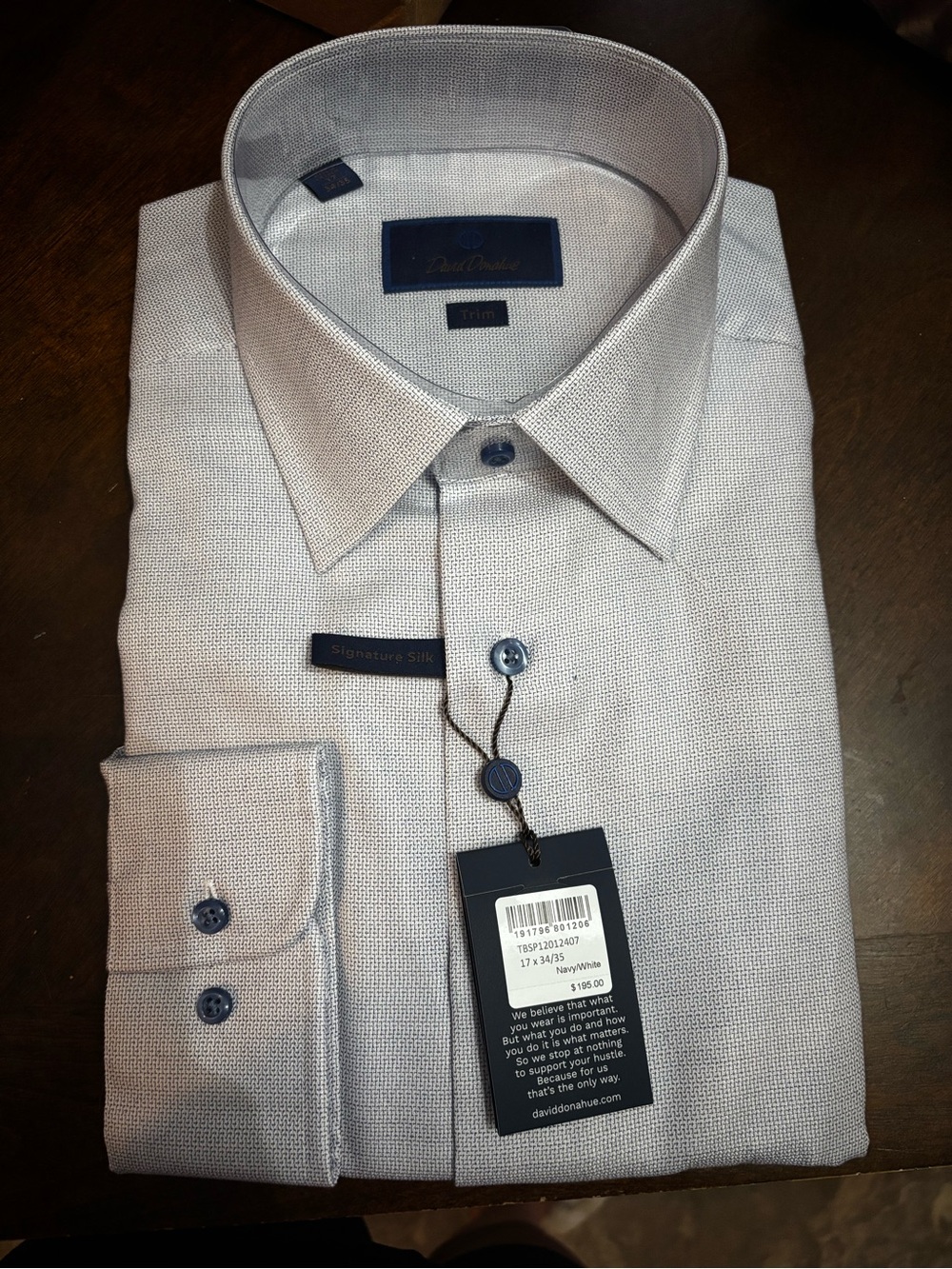 David Donahue Silver Textured Dress Shirt